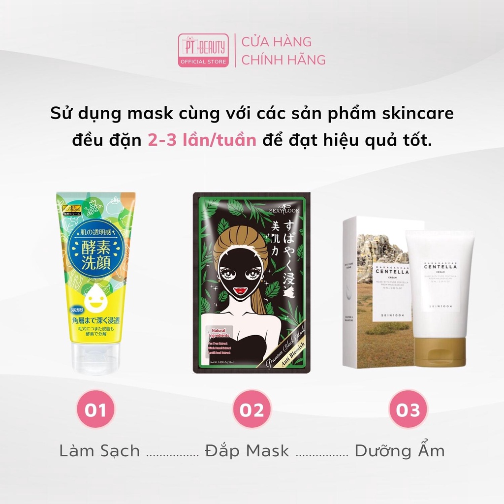 Mặt nạ tràm trà SEXYLOOK kiểm soát dầu và mụn hộp 5 miếng x 28ml