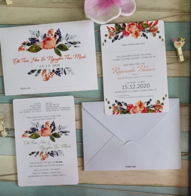 Rẻ vô địch thiệp cưới thiết kế in tên, ảnh ngoài phong bì