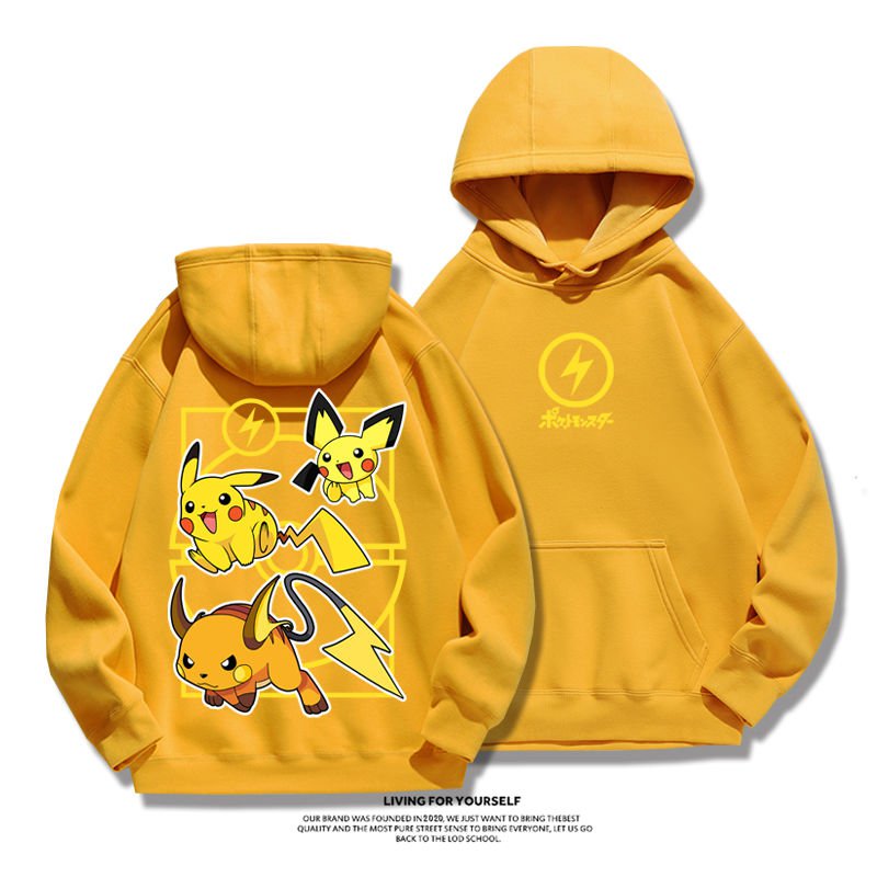 Hot！Pokémon Sweatshirts Joint Pikachu Super Dream Gengar Charmander Squirtle Loose Fleece Lining Hooded Couple Matching Special