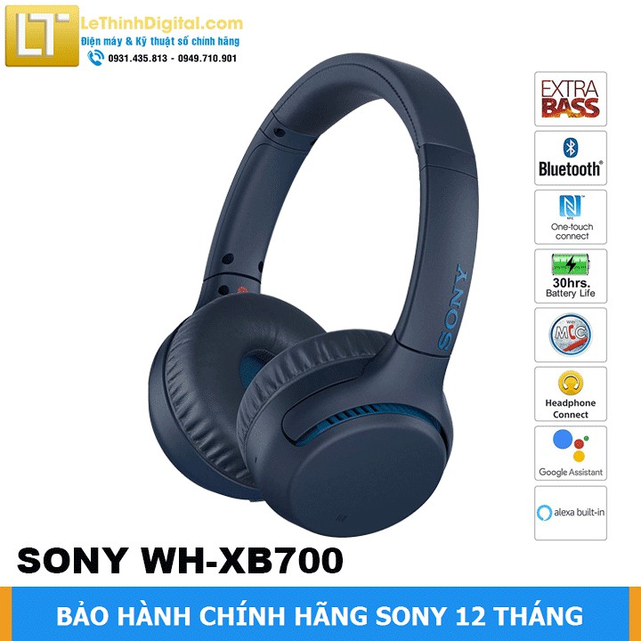 Tai nghe không dây Extra Bass Sony WH-XB700 ( XANH DƯƠNG ) | Hãng phân phối | Bảo hành chính hãng 12 tháng toàn quốc