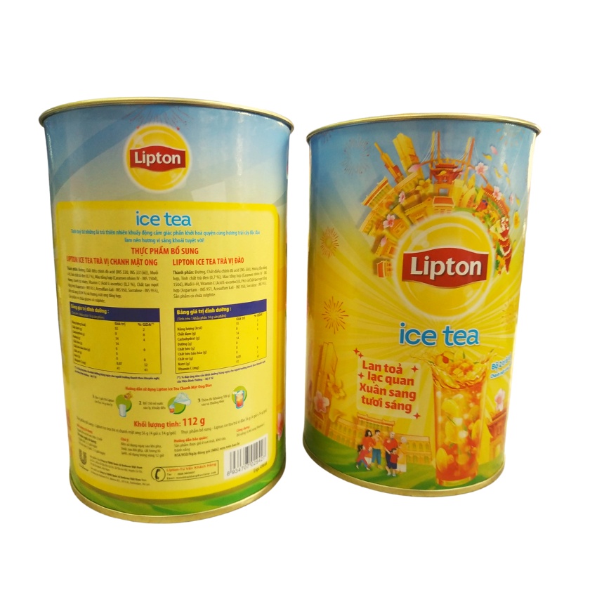 Hộp Quà Tết Lipton/ Trà Lipton Ice Tea Vị Chanh Mật Ong - Đào 224g