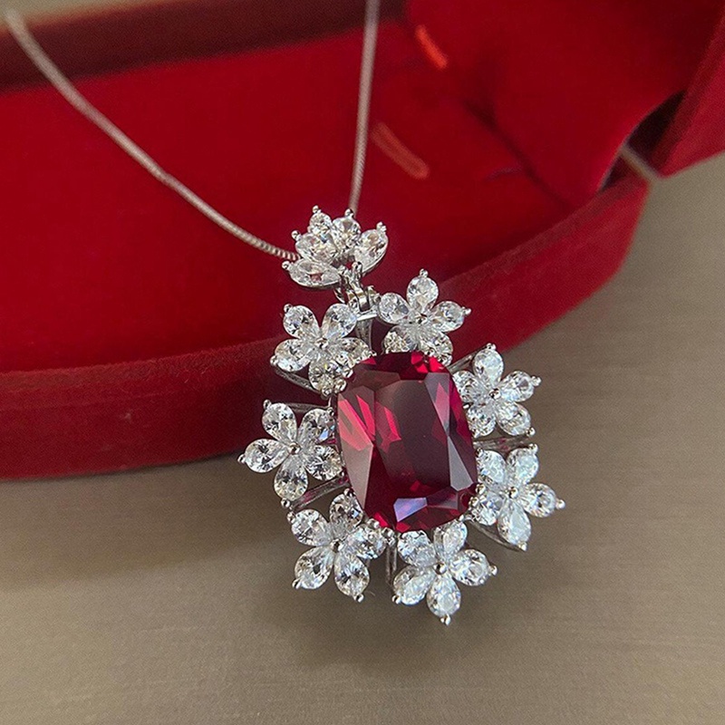 Vòng cổ Đính Đá Zircon Đỏ Thời Trang Sang Trọng Cho Nữ