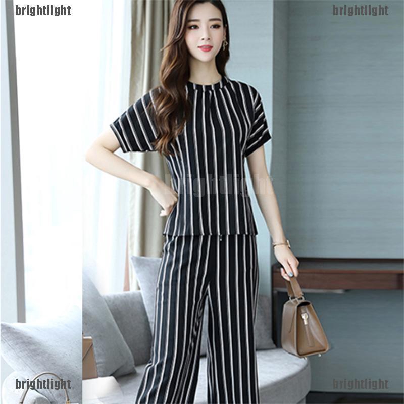 Bộ Quần Áo Kẻ Sọc Thời Trang Năng Động Cho Nữ