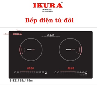 Bếp đôi điện từ IKURA - Bảng điểu chỉnh cảm ứng kiểu trượt - Khoá phím trẻ em - chức năng Boost