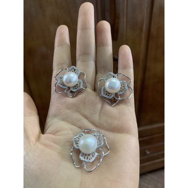 Bộ mặt dây chuyền và bông tai hoa ngọc đẹp sang trọng dự tiệc NGỌC MẬU