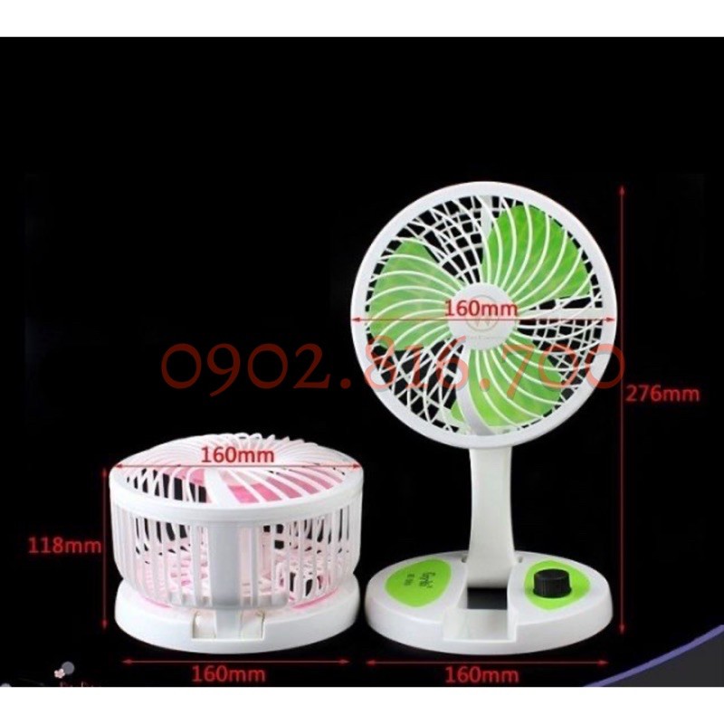 Quạt sạc tích điện gấp gọn Folding Fan KC - 5811 có đèn led quà tặng mùa nóng