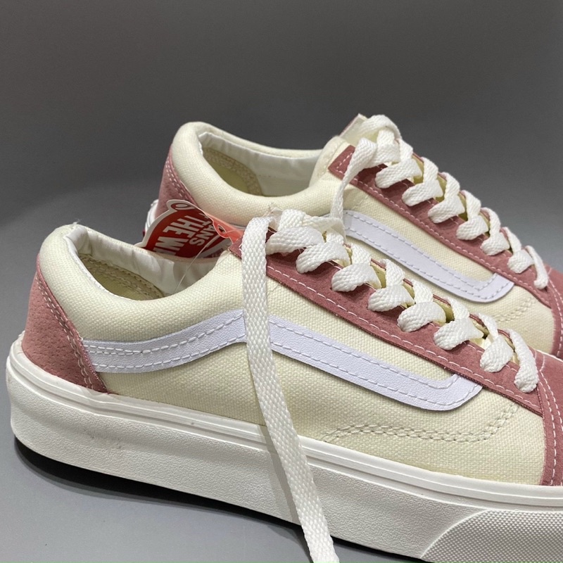 | CÓ SẴN - ẢNH THẬT |Giày vans hồng, vans kẻ hồng mũi nỉ bản 1:1 lót rời