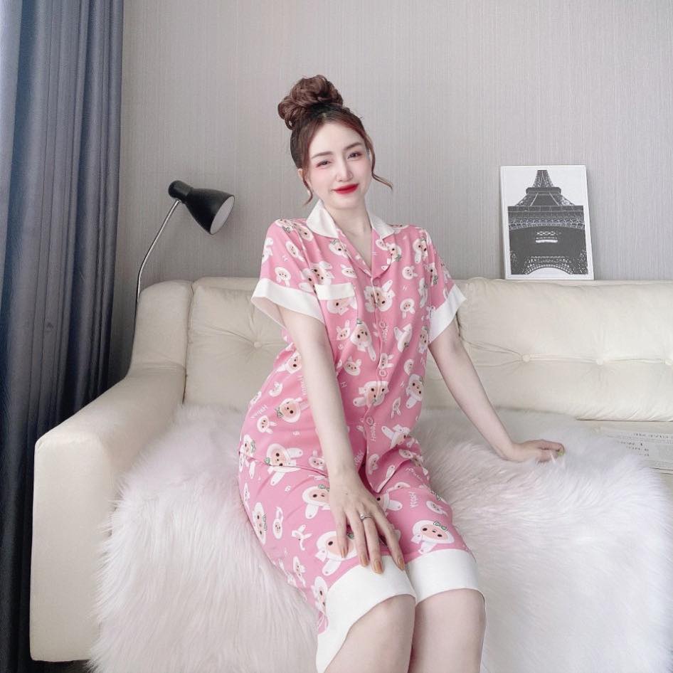 Đồ Pijama Nữ LATO, Đồ Bộ Mặc Nhà Nữ Cao Cấp Quần Lửng Thời Trang Lụa Mềm Đẹp Ngắn Tay Dưới 60kg | BigBuy360 - bigbuy360.vn