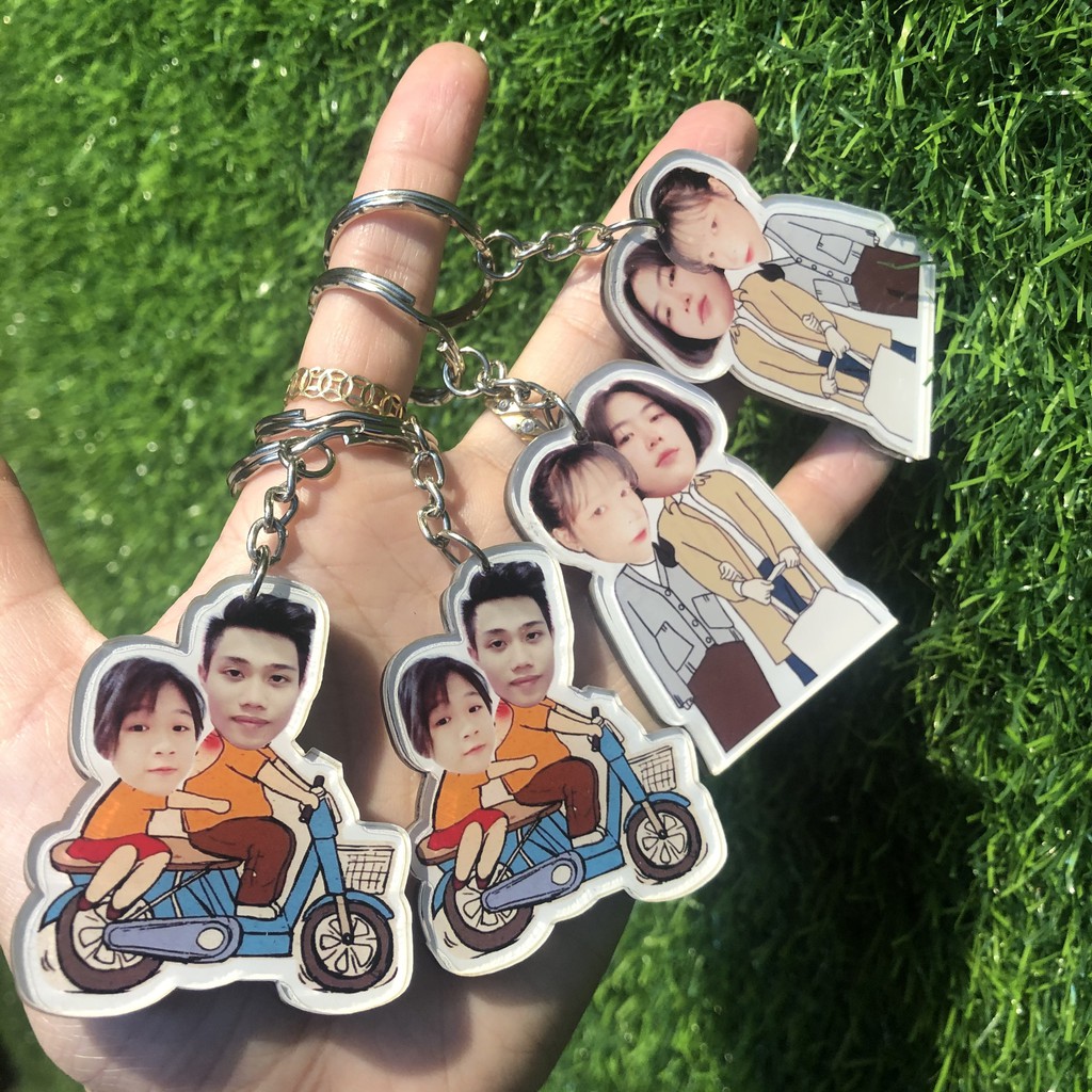 Móc khóa cắt theo hình dễ thương - Móc khóa bằng mica in hình ly trà sữa cute - Free thiết kế
