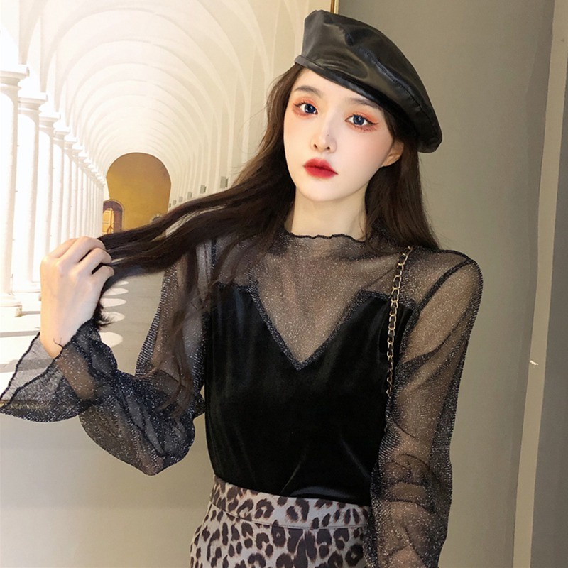 Áo Thun Tay Dài Cổ Lọ Màu Sắc Thời Trang Cho Nữ