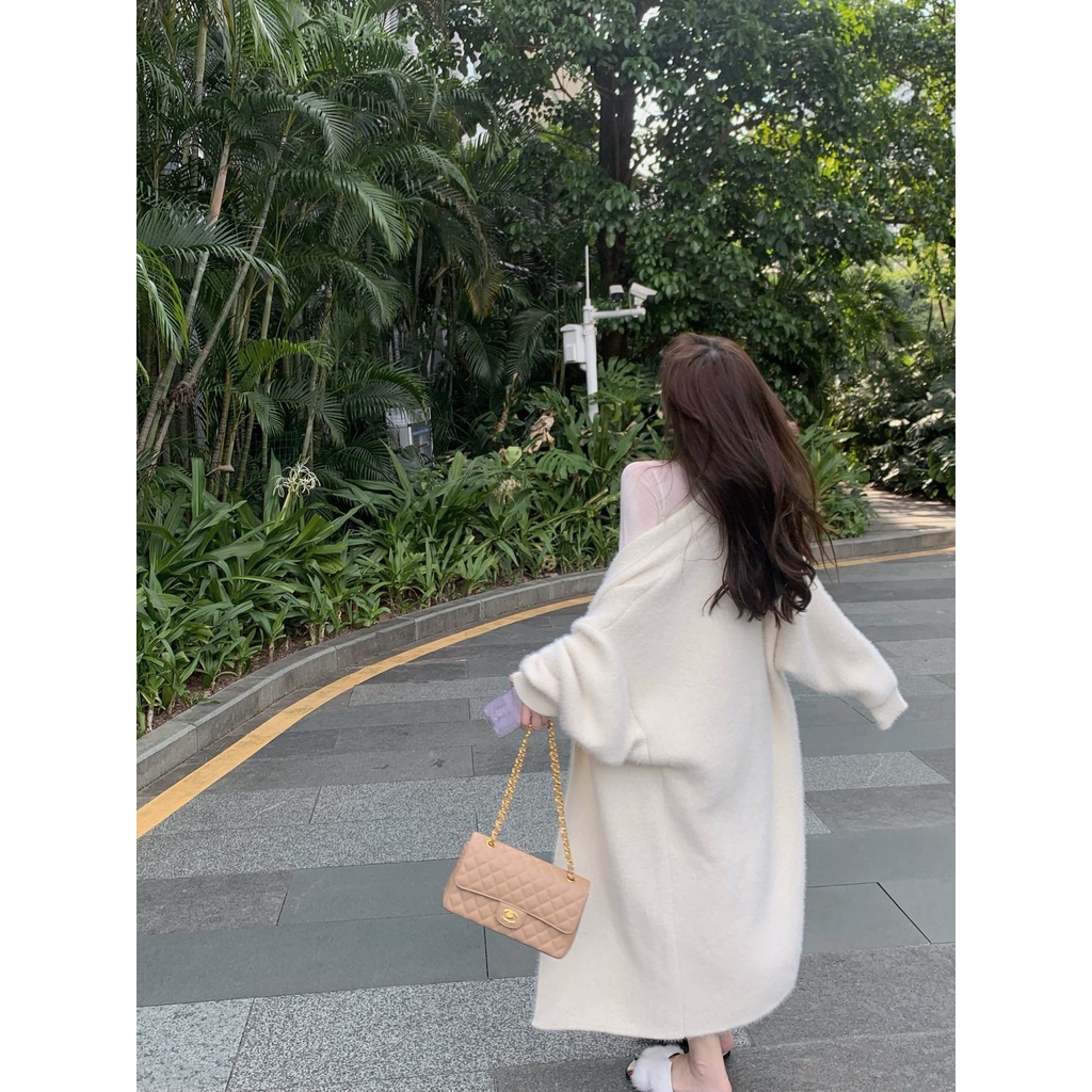 Áo Khoác cardigan Dài Tay + Chân Váy Dài Chất Liệu Nhung Cao Cấp Thời Trang Mùa Thu Theo Phong Cách Pháp