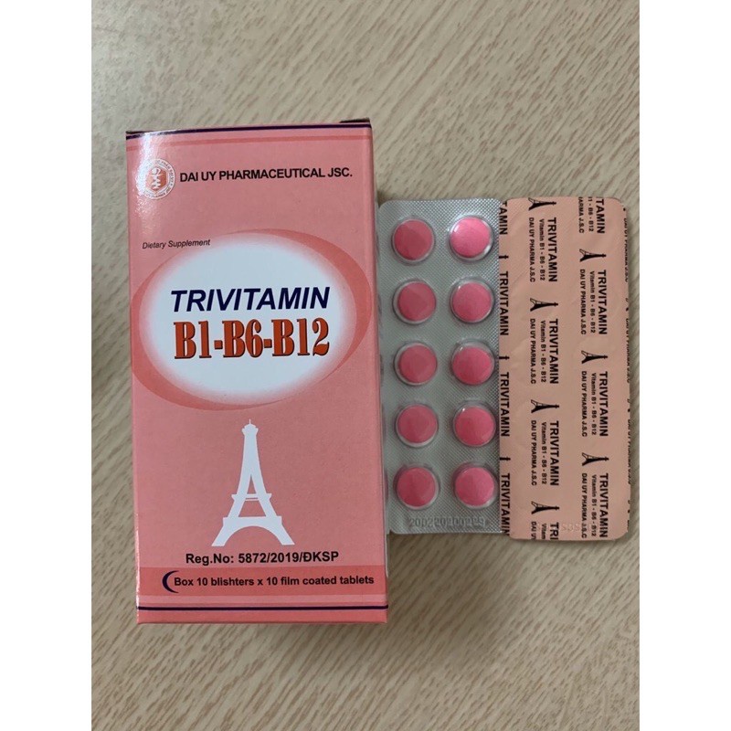Trivitamin 3B B1- B6 - B12 hộp 100 viên nén - Bổ sung vitamin B1- B6 - B12