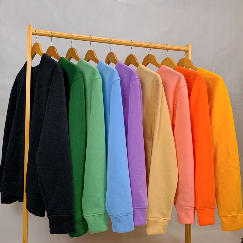 Áo Sweater unisex tay dài form rộng màu trơn phong cách Hàn Quốc cá tính nhiều màu JangNa Store