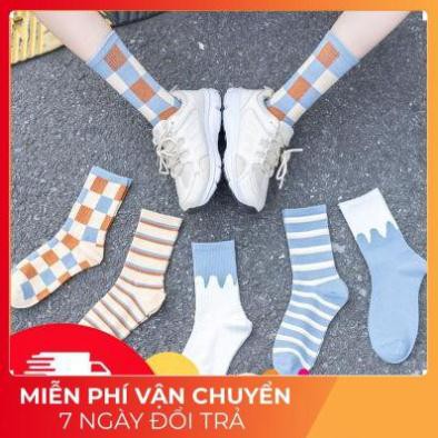 FREESHIP! Tất kẻ caro siêu cute, kẻ ngang- Vớ cổ cao Unisex thời trang phong cách Hàn Quốc chất mịn không xù - 026