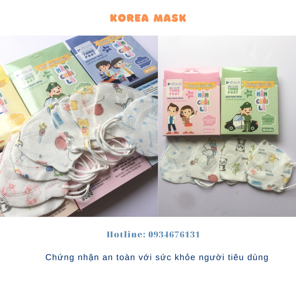 KHẨU TRANG TRẺ EM MẦM CHỒI LÁ HÀNG CÔNG TY ĐẠI PHÁT CHÍNH HÃNG, NHIỀU HỌA TIẾT, LỌC BỤI KHÁNG KHUẨN  4-10 TUỔI