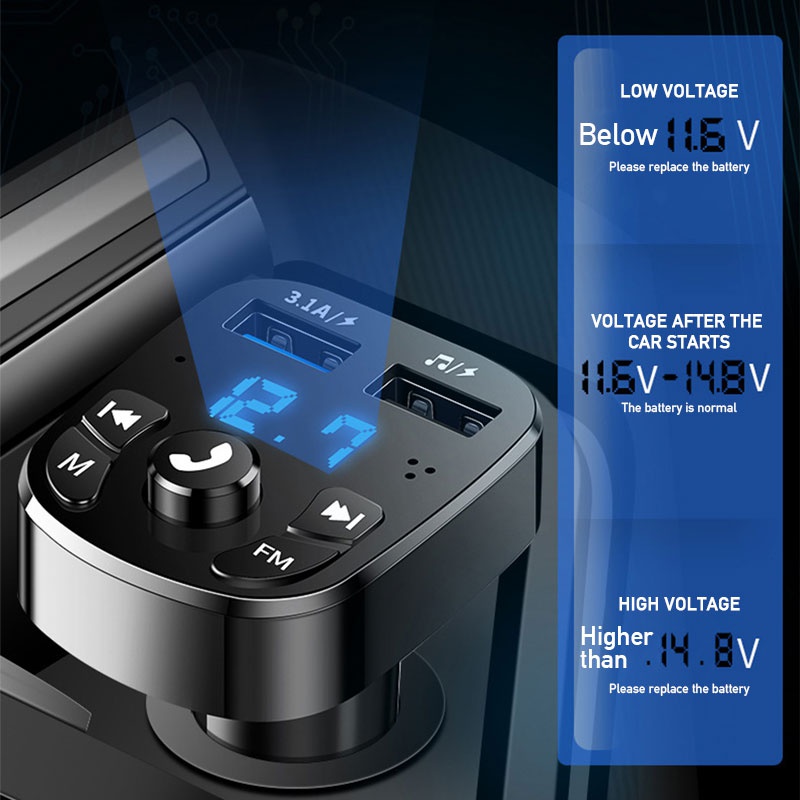 Máy nghe nhạc SEAMETAL MP3 đài FM Bluetooth 5.0 kiêm tẩu sạc QC 3.0 thích hợp cho điện thoại Android/iOS trên xe hơi