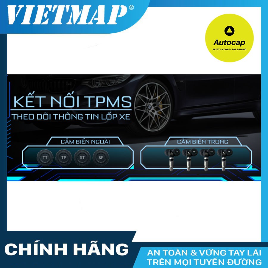 VIETMAP HUD H1AS Màn Hình Hiển Thị Thông Tin Xe Hơi có Cảnh báo thông tin giao thông dẫn đường và theo dõi áp suất lốp