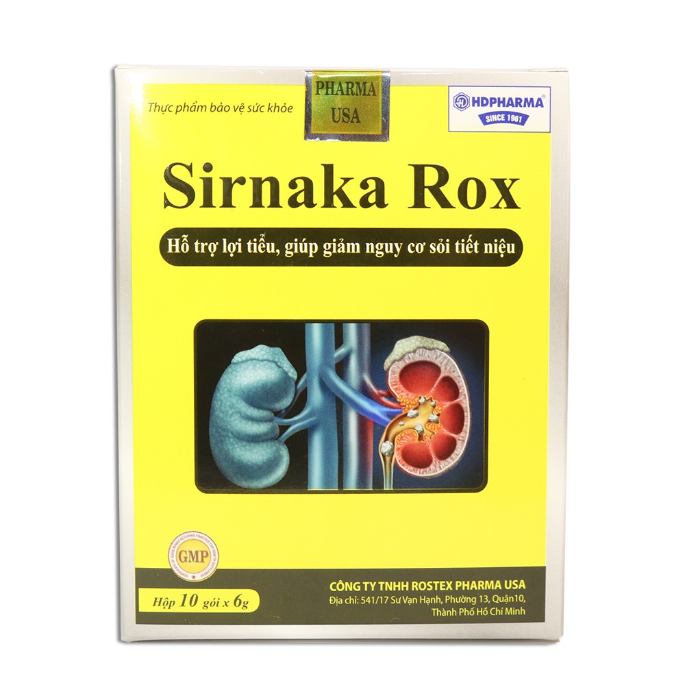 Sirnaka Rox lợi tiểu, giảm nguy cơ sỏi thận, sỏi tiết niệu Hộp 10 gói
