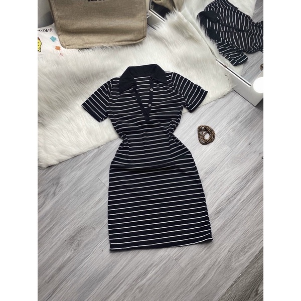 BODY SỌC NGAVÁY N TAY NGẮN TRẺ TRUNG♥️ VÁY POLO SỌC NGAN 💜u