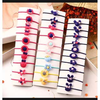Set 10 thun buộc tóc hoa quả bé gái