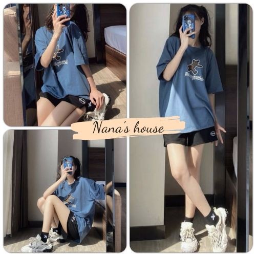 Bộ Thun Trơn Cộc Tay Oversize Stassy Nữ 🎁 Nana's House - FREESHIP 🎁 Set áo thun tay lỡ dáng rộng và quần short cạp chun