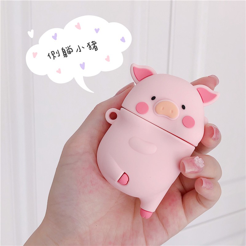 Vỏ bảo vệ bao đựng tai nghe ✔️ case airpod 1 2 Pro ✔️ Lợn hồng