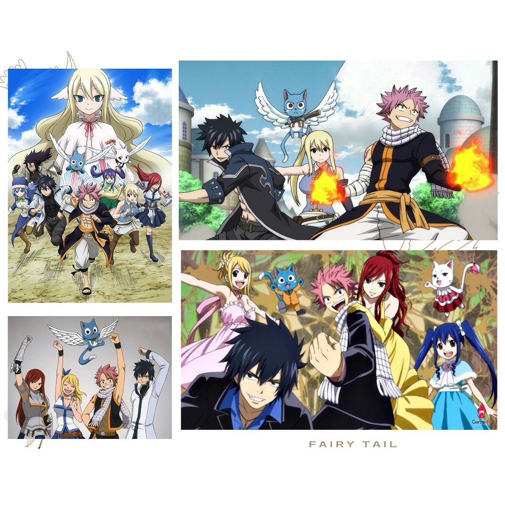 Postcard Fairy Tail có dán sticker in hình anime - Quà Tặng