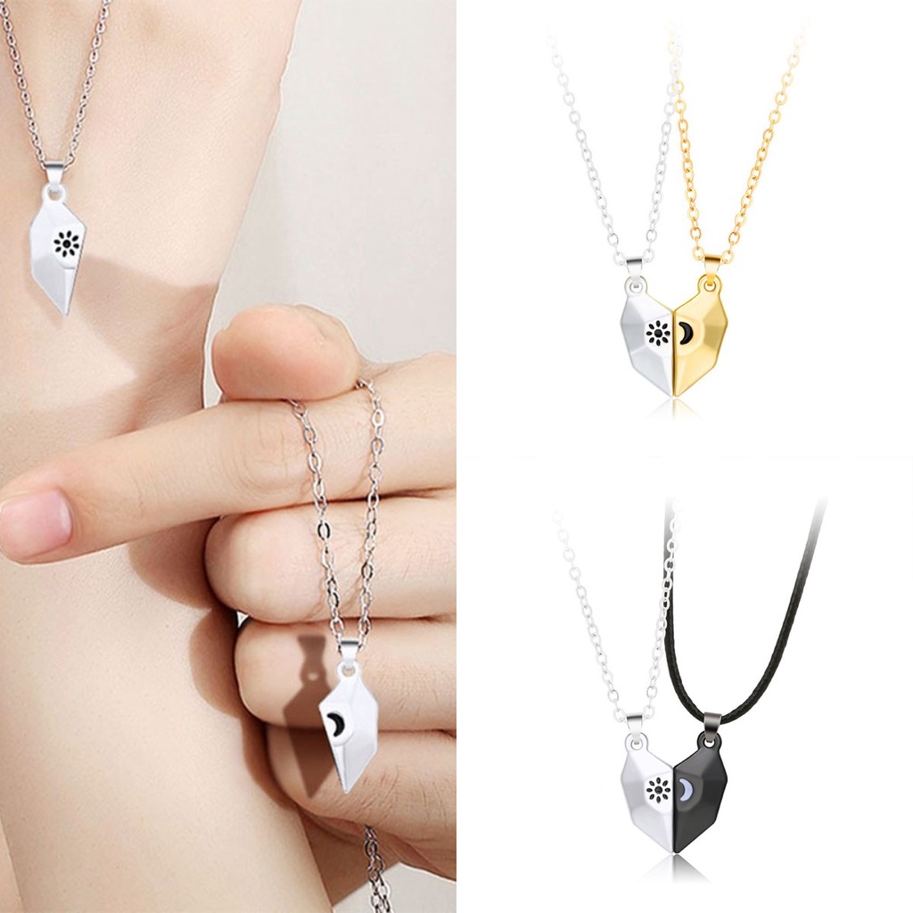 Set 2 Vòng cổ Mặt Trăng Và Mặt Trời Có Từ Tính Cho Cặp Đôi