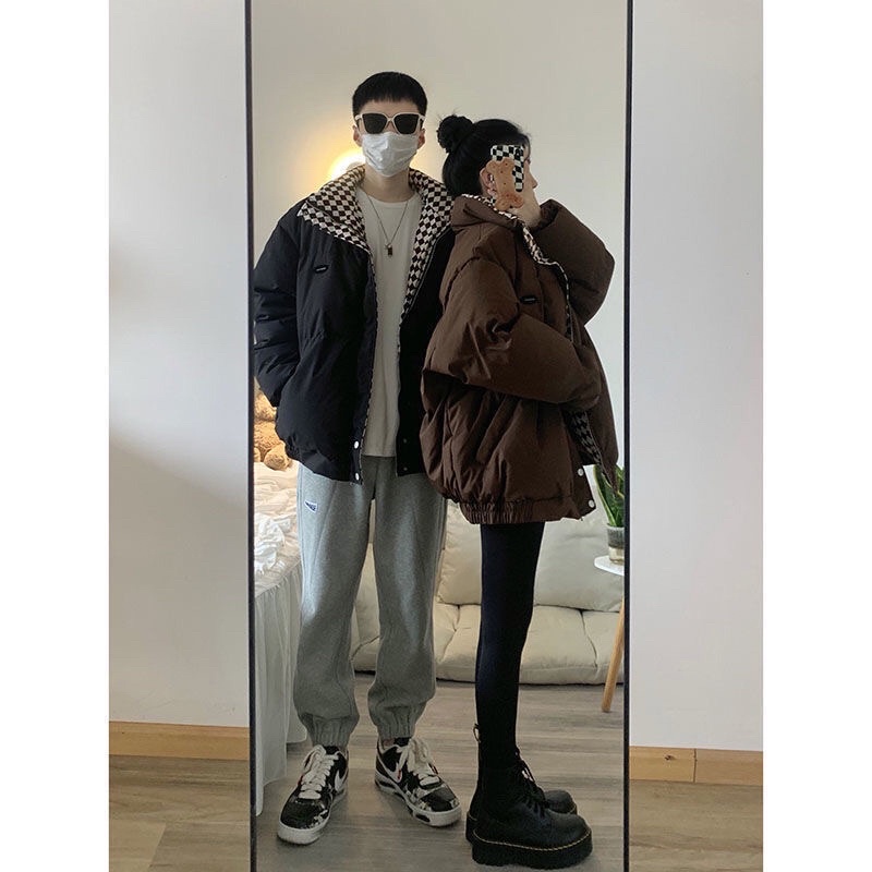 Áo Phao Béo Hoạ Tiết Caro Cho Cặp Đôi - A034