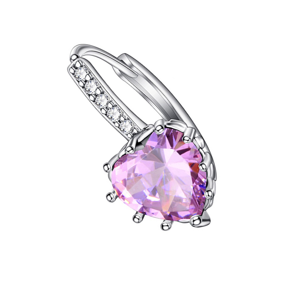 1 Đôi Khuyên Tai Đính Đá Hình Trái Tim Phong Cách Vintage