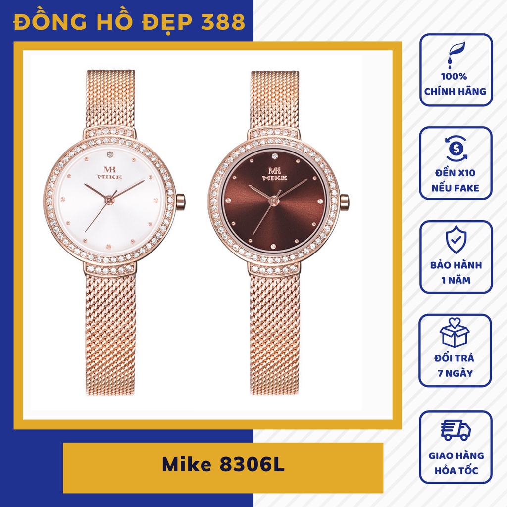 Đồng hồ nữ dây kim loại Mike 8306L mặt tròn chính hãng, chống nước bảo hành 12 tháng