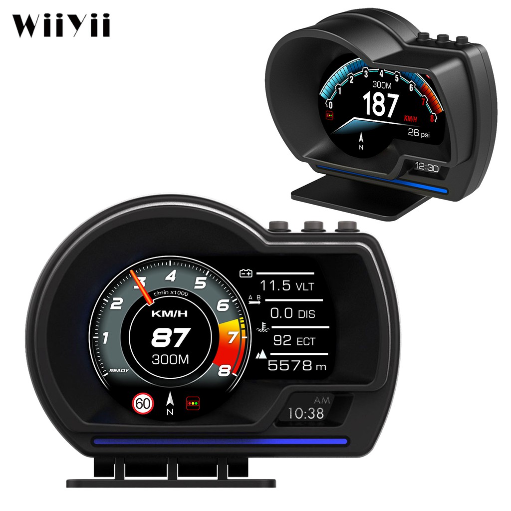 Bộ HUD hiển thị tốc độ và cảnh báo giao thông trên kính lái xe ô tô, thương hiệu Wiiyii P6