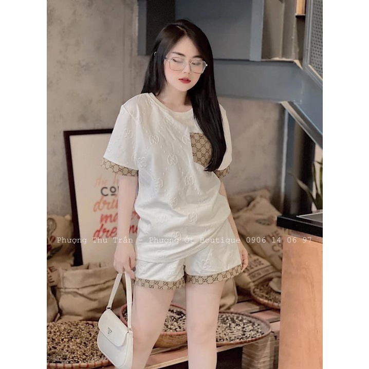 Sét bộ GGG viền pha cộc tay fom rộng