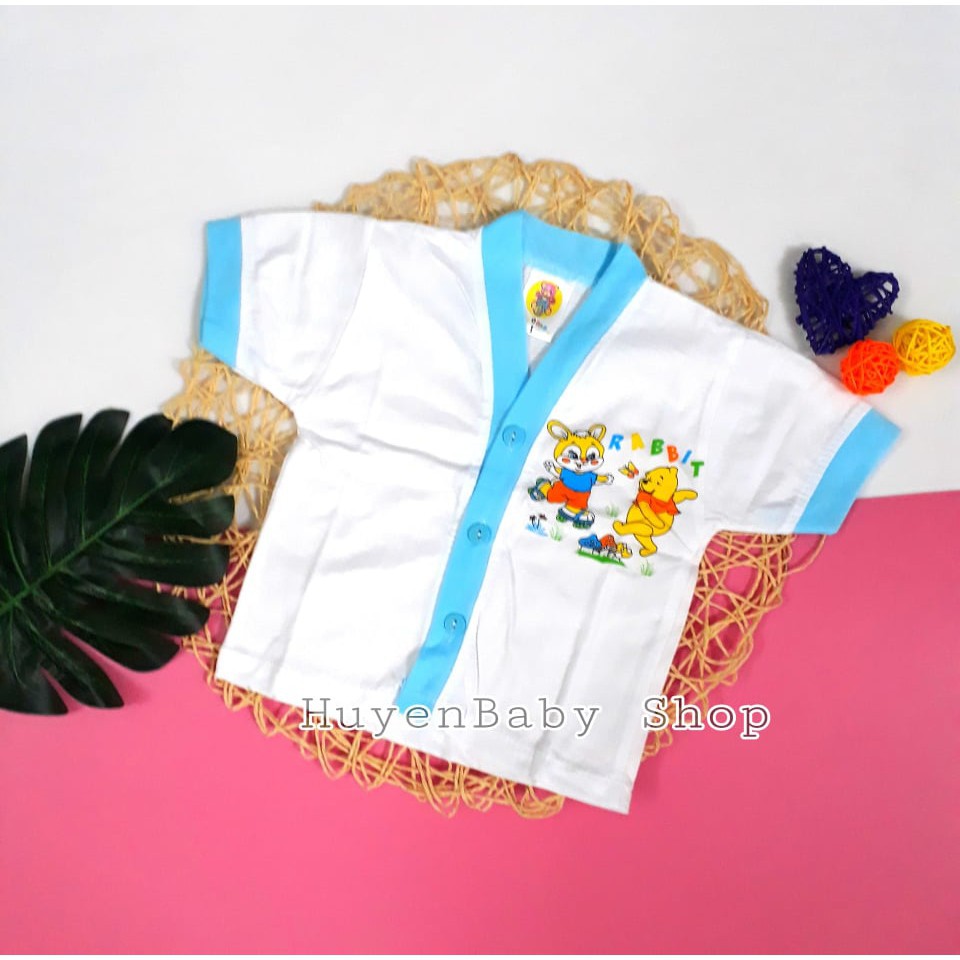 (Free ship) Áo sơ sinh tay ngắn màu trắng Hello Baby cho bé từ 3-11,3kg loại đẹp