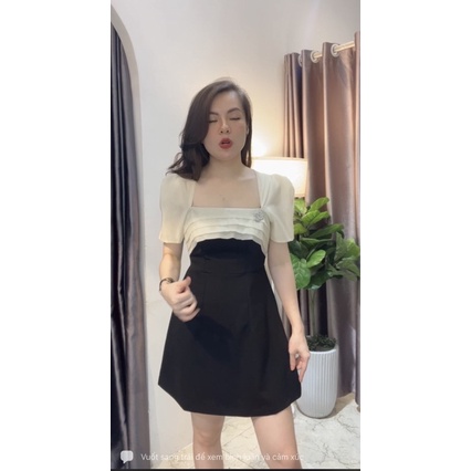 Váy xoè đen pha tơ nt closet