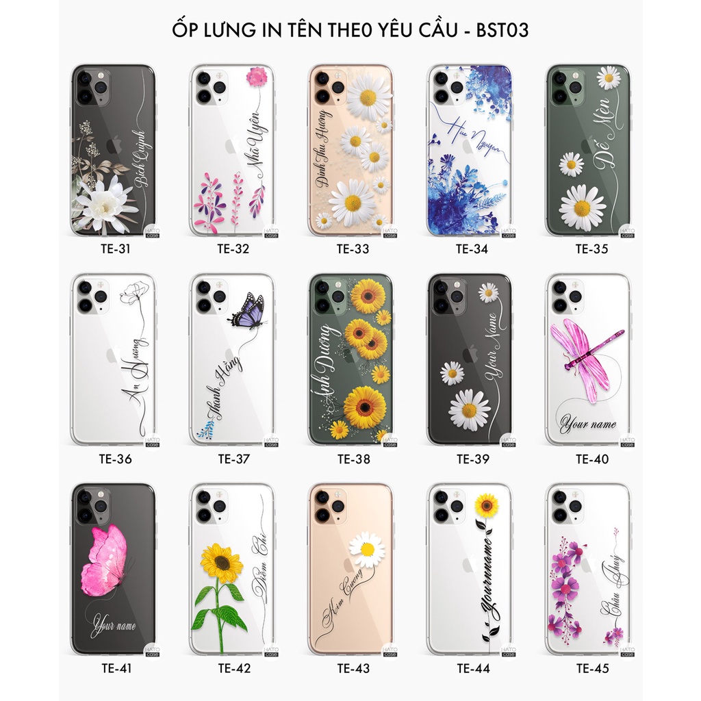 Ốp Lưng In Tên Theo Yêu Cầu Cho iPhone Samsung Oppo Realme Vivo Xiaomi Huawei