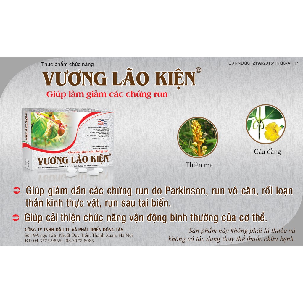 Vương Lão Kiện - Giảm run chân, run tay ở người cao tuổi (Hộp 30 viên)