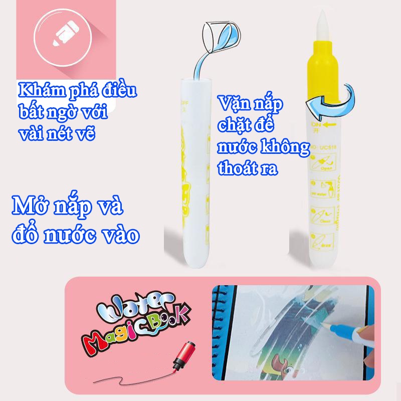 Đồ chơi tô màu nước sách ma thuật đa dạng chủ đề, sách tranh vẽ tập tô thần kì tái sử dụng nhiều lần