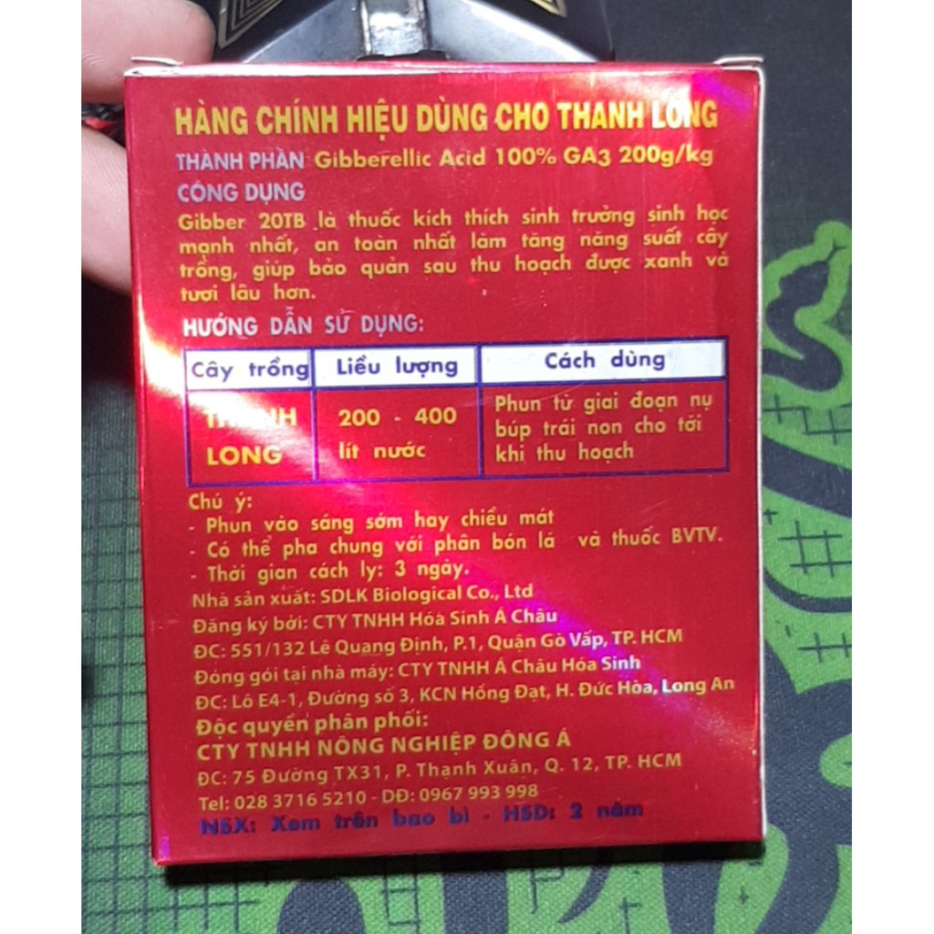 Thuốc Kích Thích Sinh Trưởng Ga3 20TB - Gibber20TB - Viên Sủi 10g - Chuyên Dùng Cho Cây Thanh Long