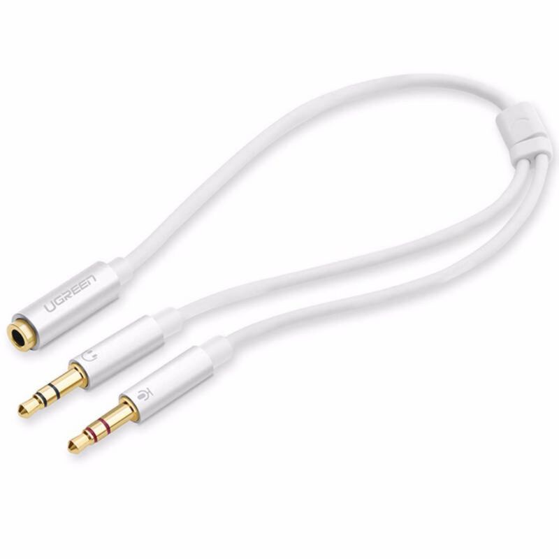 Dây Audio chuyển tai nghe 3.5mm sang 2 đầu Mic và Tai nghe dài 20CM (UGREEN 20897, 20898, 20899 AV140) - Hàng Chính Hãng