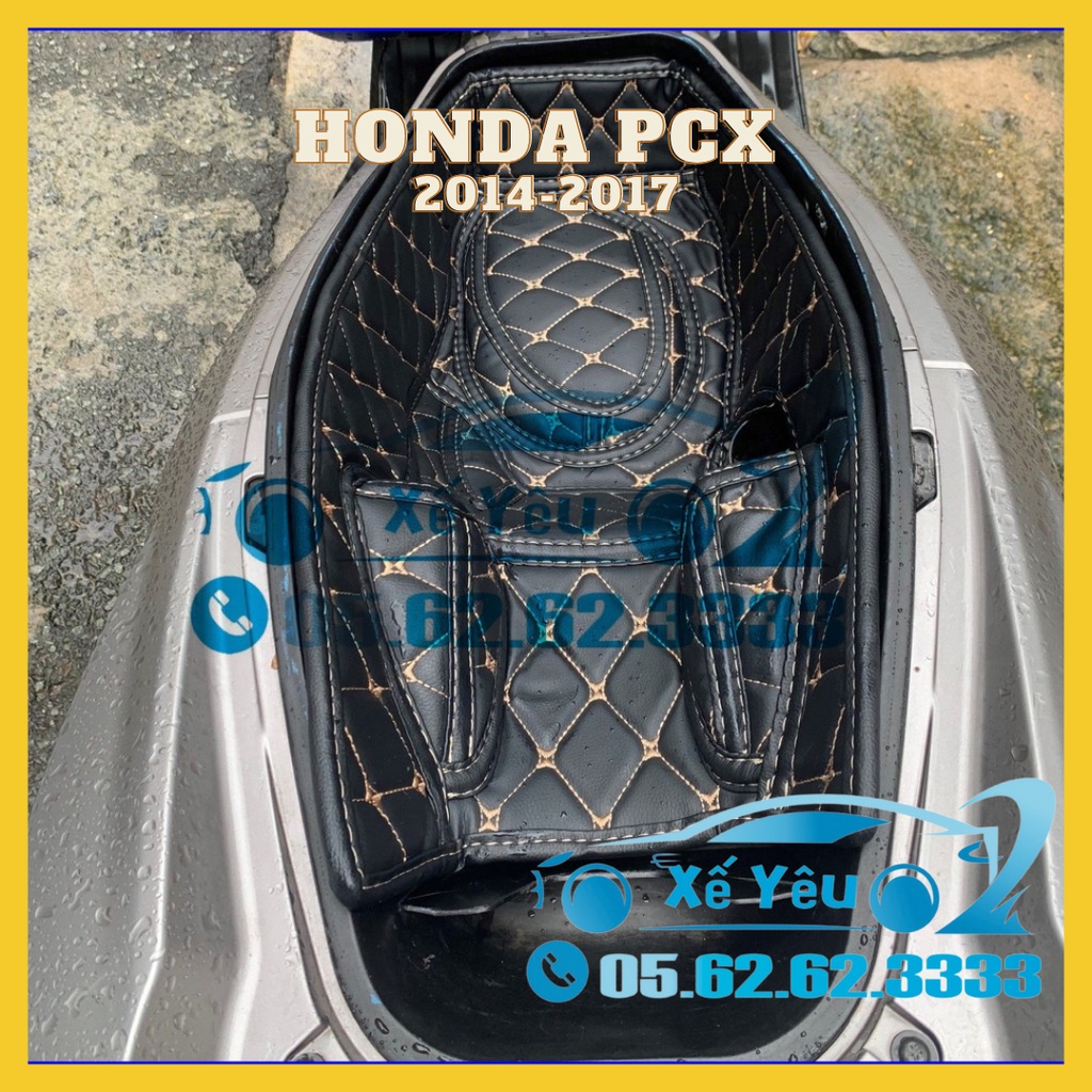 Lót cốp da CHỐNG SỐC, CÁCH NHIỆT xe Honda PCX 2014-2017 CÓ TÚI để giấy tờ.