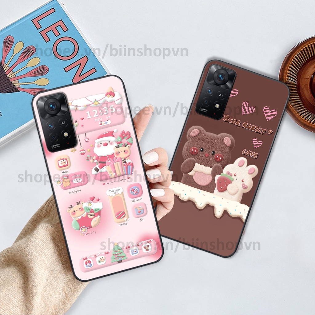 Ốp Xiaomi Redmi Note 11 4G / Note 11S / Note 11 Pro 5G in hình gấu chocolate kẹo ngọt siêu đẹp siêu xinh