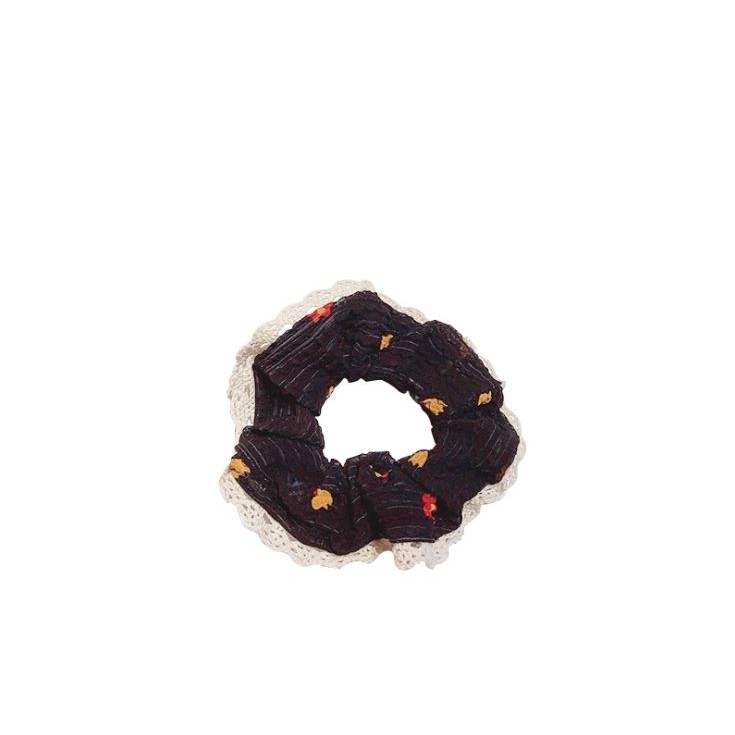 Scrunchies Cột Tóc LIN Họa Tiết Hoa Viền Ren