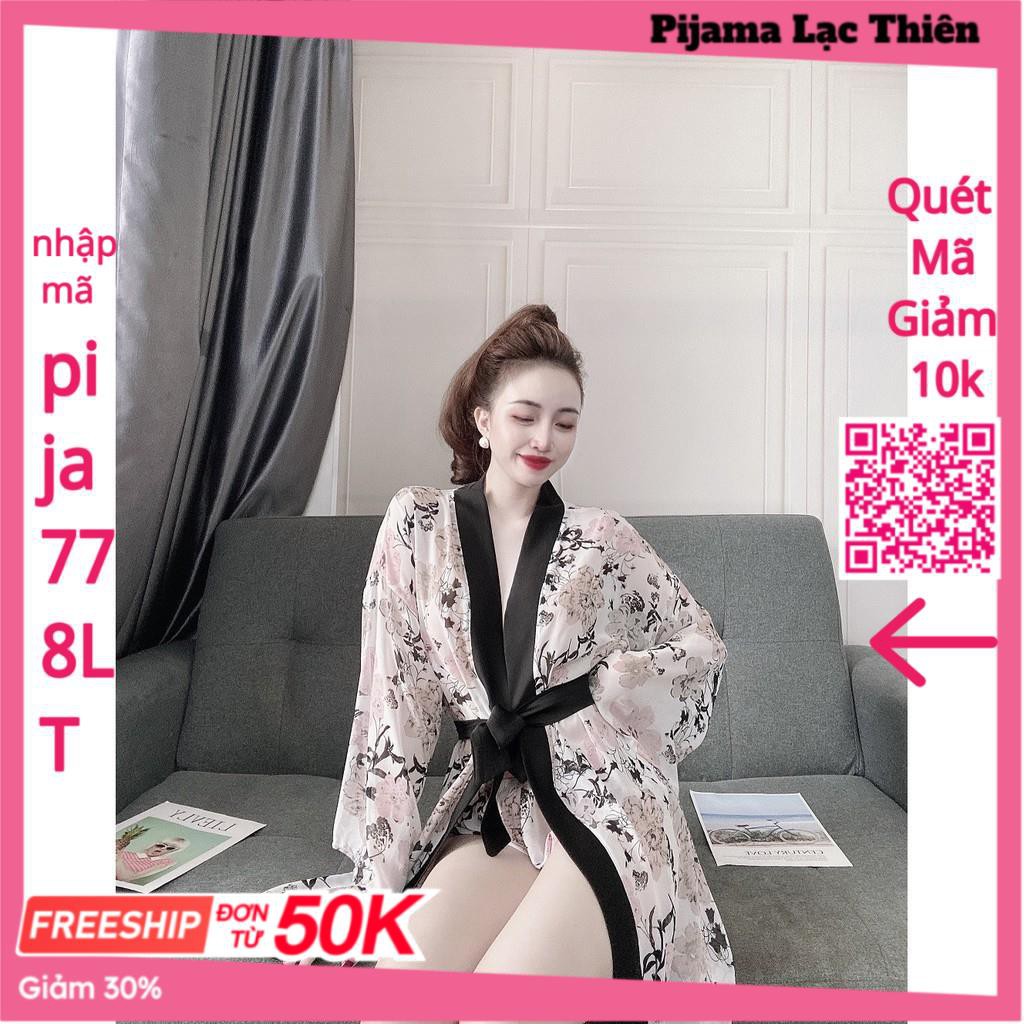 Áo Choàng Ngủ Voan Xuyên Thấu, Áo Choàng Ngủ Kimono Kèm Quần Gợi Cảm Quyến Rủ Cho Nữ. | BigBuy360 - bigbuy360.vn