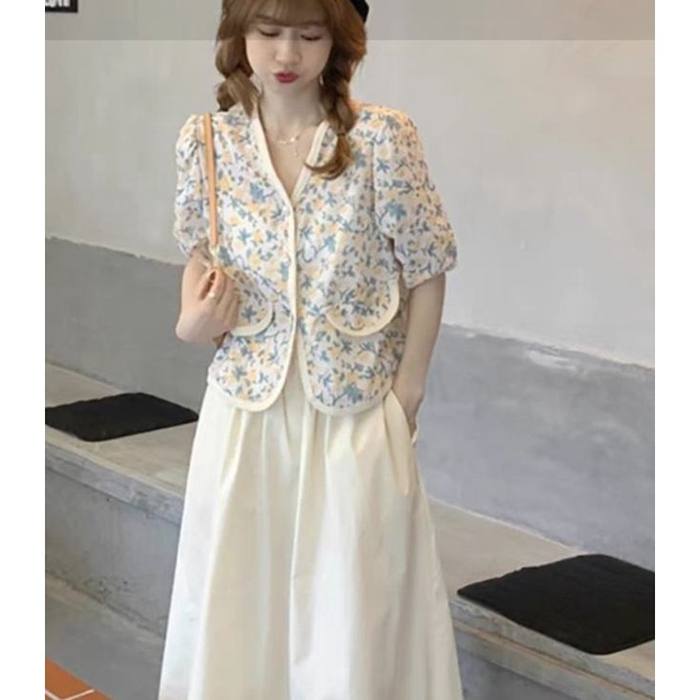 Áo Sơ Mi Tay Ngắn Cổ Chữ V Dáng Rộng Thêu Hoa Phong Cách Retro Pháp Thời Trang Mùa Hè Cho Nữ