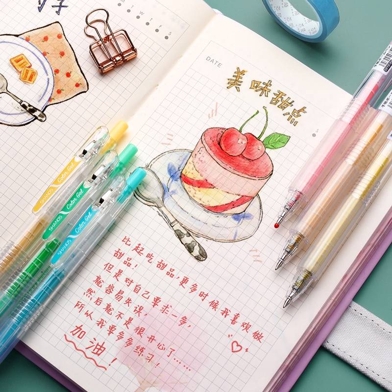 Set 9 Bút Bi Ngòi 0.5mm Nhiều Màu Sắc Xinh Xắn