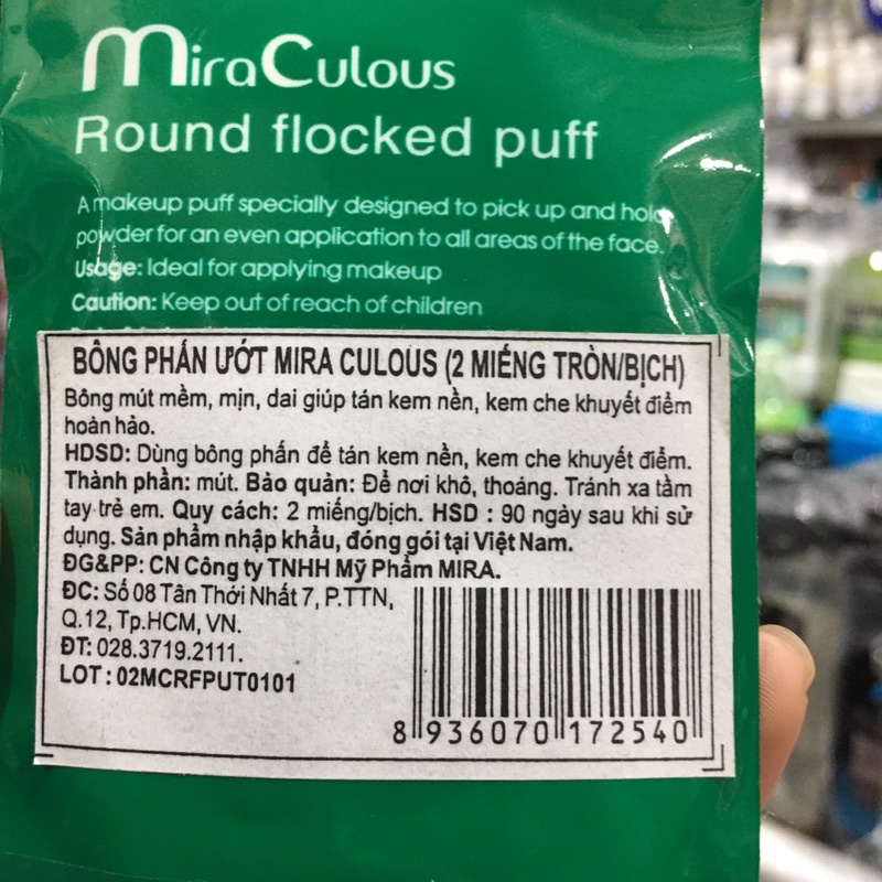 Bông phấn ướt  trang điểm cotton mira