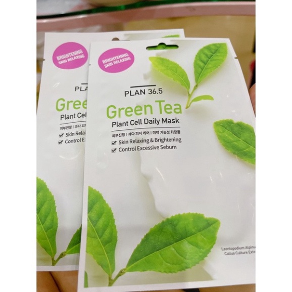 Mặt Nạ Trà Xanh Plan 36.5 Plant Cell Daily Mask Green Tea Hàn Quốc