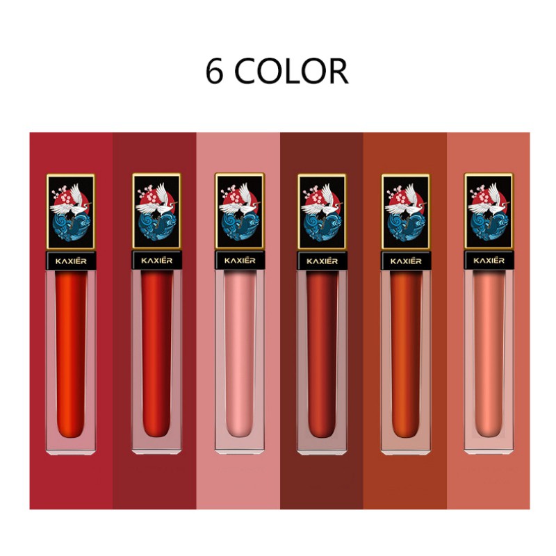 [Hàng mới về] Son kem lì hoa văn Trung Hoa lâu trôi chống dính cốc dưỡng ẩm môi