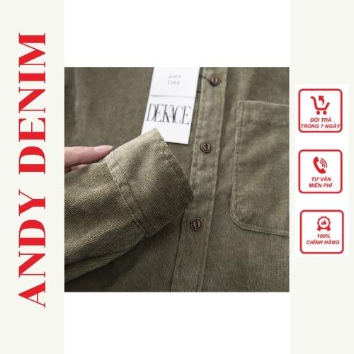 Áo sơ mi nam nhung tăm, áo sơ mi nam dài tay chất liệu nhung tăm- andydenim